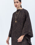 Textured Kaftan in Black - Gold