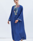 Straight Cut Silk Kaftan in Royal Blue