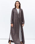 Textured Jacquard Abaya in Antique Grey