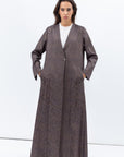 Textured Jacquard Abaya in Antique Grey