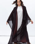 Two Layer Flow Abaya in Black Dotted Chocolate Brown