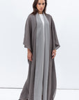 Two Layer Flow Abaya in Olive Green
