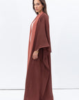 Two Layer Flow Abaya in Deep Rust