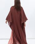 Two Layer Flow Abaya in Deep Rust