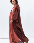 Two Layer Flow Abaya in Deep Rust