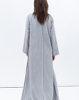 Shawl Lapel Abaya in Grey Blue