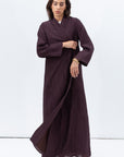 Shawl Lapel Abaya in Burgundy Brown RTW