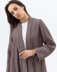 Shawl Lapel Abaya in Taupe Brown