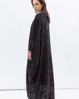 Butterfly Abaya in Black with Purple Print
