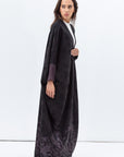 Butterfly Abaya in Black with Purple Print