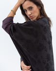 Butterfly Abaya in Black with Purple Print