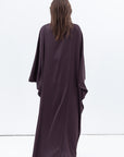 Flow Abaya with Satin Lapel in Deep Plum RTW