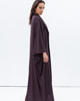 Flow Abaya with Satin Lapel in Deep Plum RTW