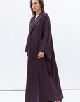 Flow Abaya with Satin Lapel in Deep Plum RTW
