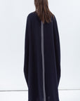 Butterfly Abaya in Navy Shimmer with Grey Satin Detailing