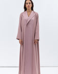 Straight Cut Abaya in Dusty Pink with Satin Lapel
