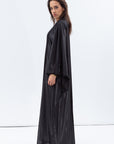 Flow Abaya in Metallic Lustre Black with Black Satin