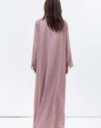 Straight Cut Abaya in Dusty Pink with Satin Lapel