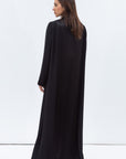 Straight Cut Abaya in Black with Satin Lapel