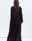 Straight Cut Abaya in Black with Satin Lapel