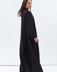 Straight Cut Abaya in Black with Satin Lapel