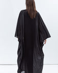Flow Abaya in Metallic Lustre Black with Black Satin