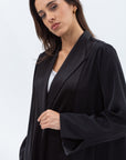 Straight Cut Abaya in Black with Satin Lapel