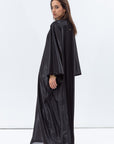 Flow Abaya in Metallic Lustre Black with Black Satin