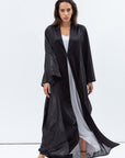 Flow Abaya in Metallic Lustre Black with Black Satin