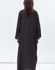 Flow Abaya in Grey Black with Grey Piping RTW