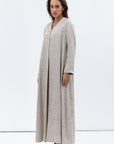 A-cut Abaya in Gray Green Jacquard