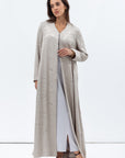 A-cut Abaya in Gray Green Jacquard