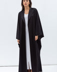 Flow Abaya with Satin Lapel in Black RTW