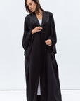Flow Abaya with Satin Lapel in Black