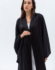 Flow Abaya with Satin Lapel in Black RTW