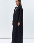Straight Cut Abaya in Black and Navy with Satin Detailing