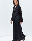 Straight Cut Abaya in Black and Navy with Satin Detailing