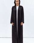 Straight Cut Abaya in Black and Copper with Satin Collar and Sleeve RTW