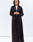Straight Cut Abaya in Black and Copper with Satin Collar and Sleeve RTW