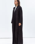 Straight Cut Abaya in Black and Copper with Satin Collar and Sleeve RTW