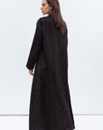 Straight Cut Abaya in Black and Copper with Satin Collar and Sleeve RTW