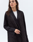 Straight Cut Abaya in Black and Copper with Satin Collar and Sleeve RTW