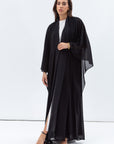 Two Layer Flow Abaya in Checkered Black