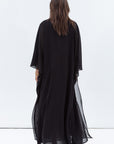 Two Layer Flow Abaya in Checkered Black