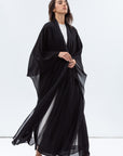 Two Layer Flow Abaya in Checkered Black