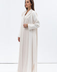 Straight Cut Abaya in Cream with Satin Lapel