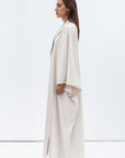 Flow Abaya with Satin Lapel in Cream
