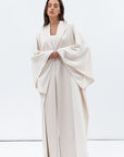 Flow Abaya with Satin Lapel in Cream