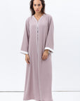 Front Closing Abaya in Dusty Pink with High V Neck
