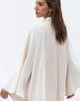 Flow Abaya with Satin Lapel in Cream